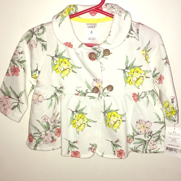 White Cardigan with flowers - Picture 1 of 2